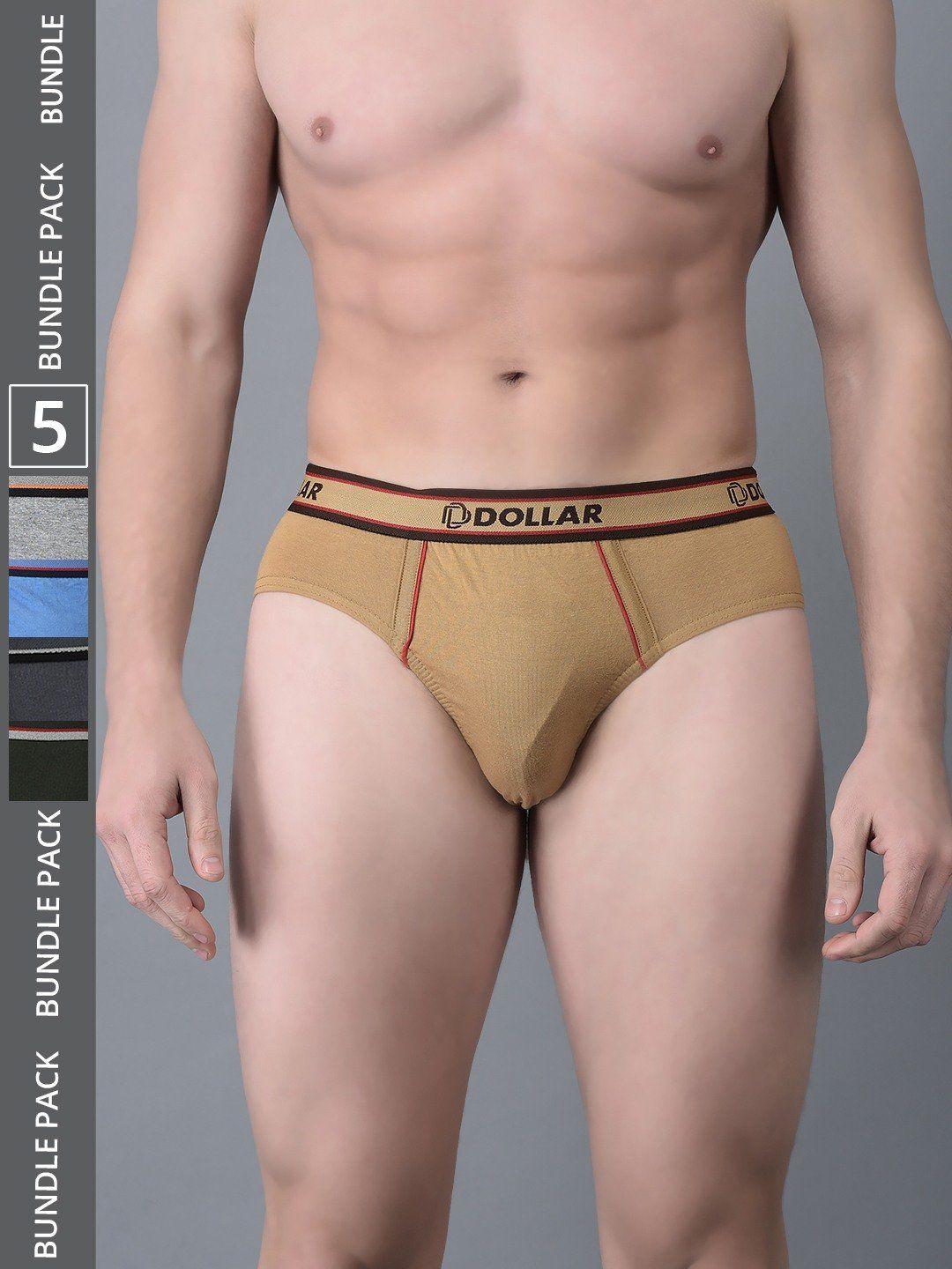 Men's Assorted Pack of 5 Combed Cotton Solid Brief With Anti-Microbial Odour Control