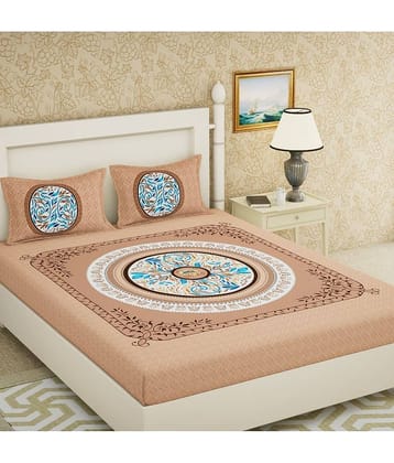 Cosito Cotton 1 Double Bedsheet with 2 Pillow Covers ( Brown )
