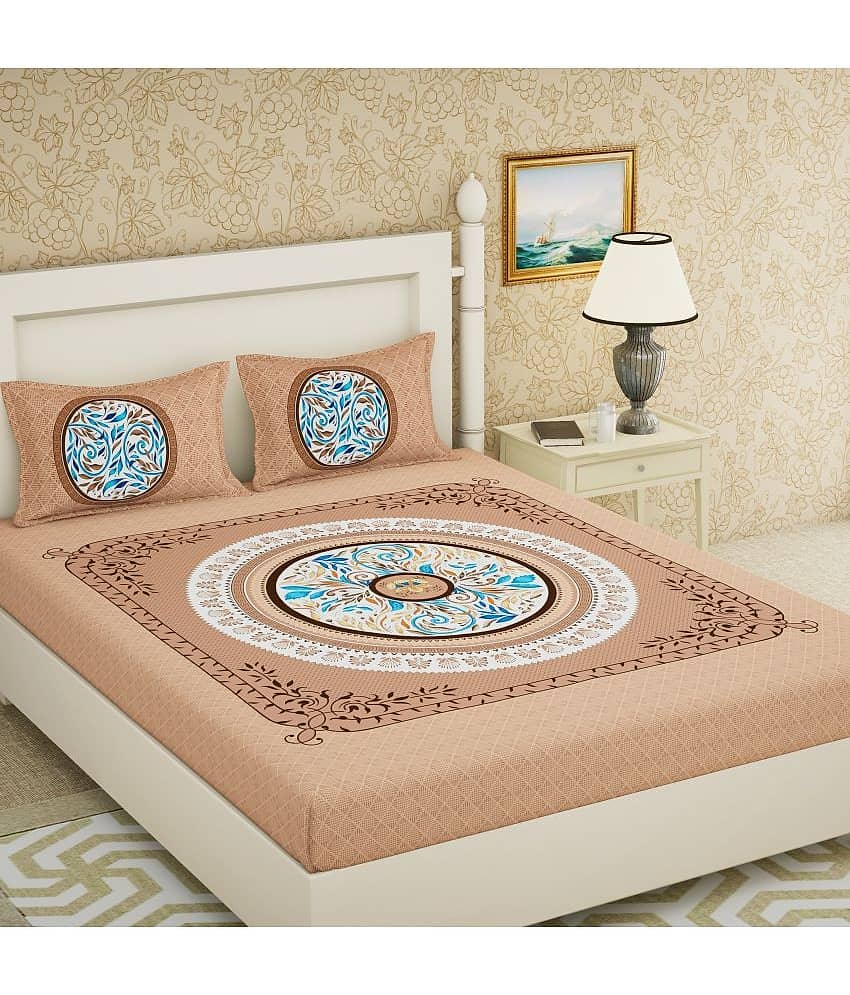 Cosito Cotton 1 Double Bedsheet with 2 Pillow Covers ( Brown )
