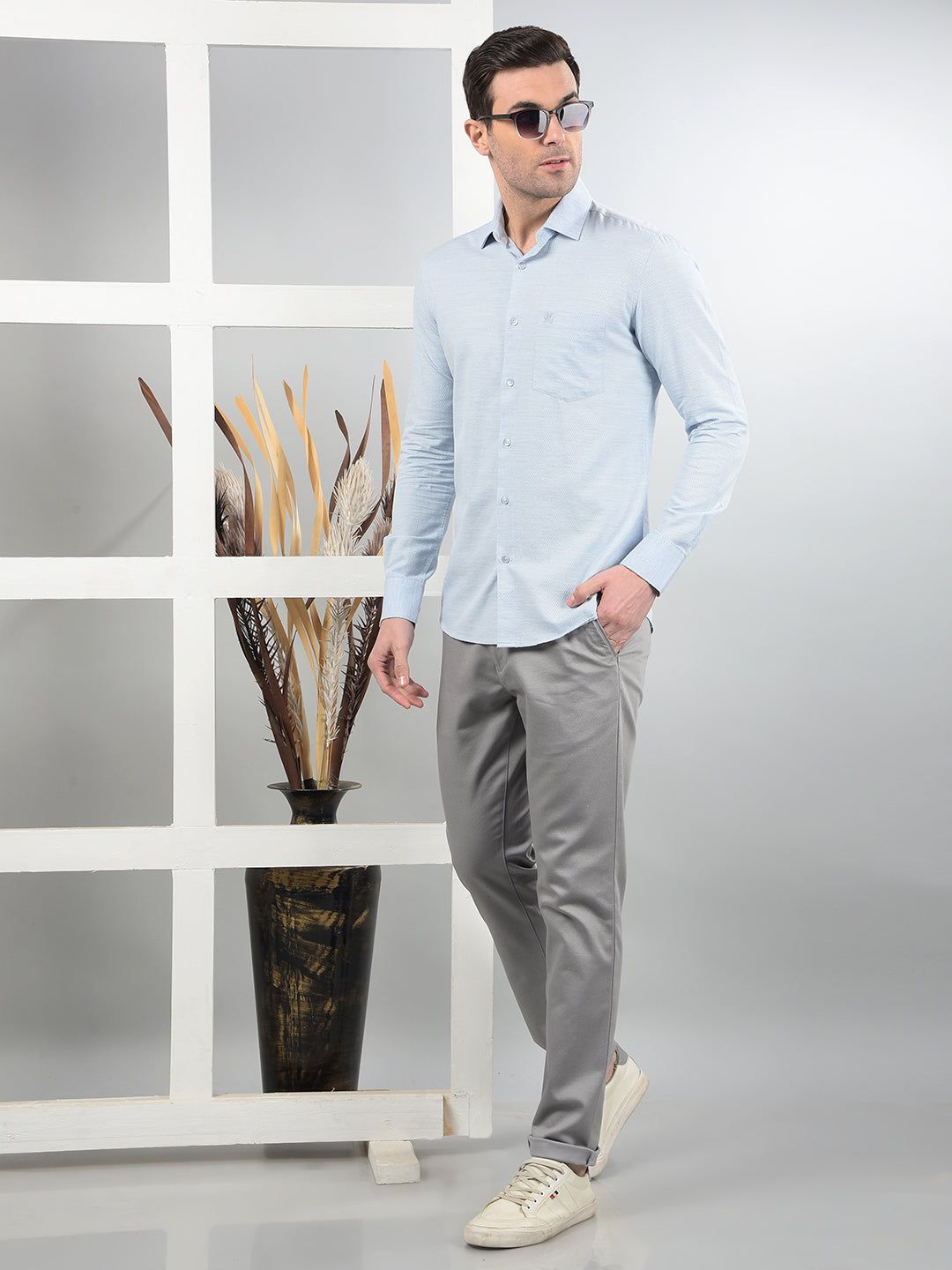 Blue Printed Shirt-M / Blue