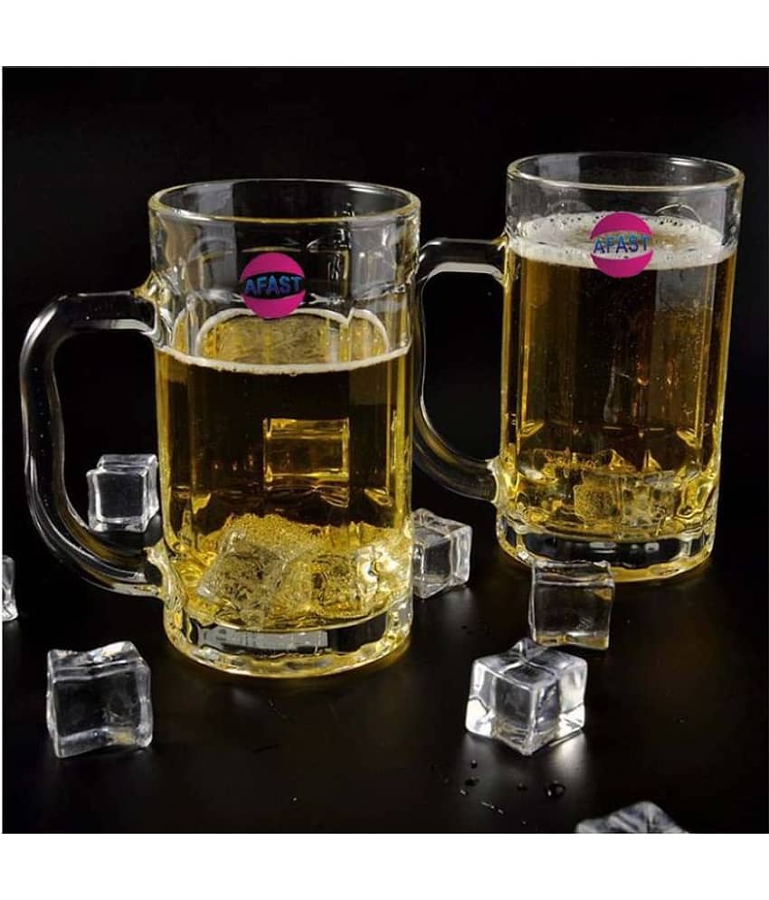 Afast Beer Mug Glasses Set,  400 ML - (Pack Of 2)