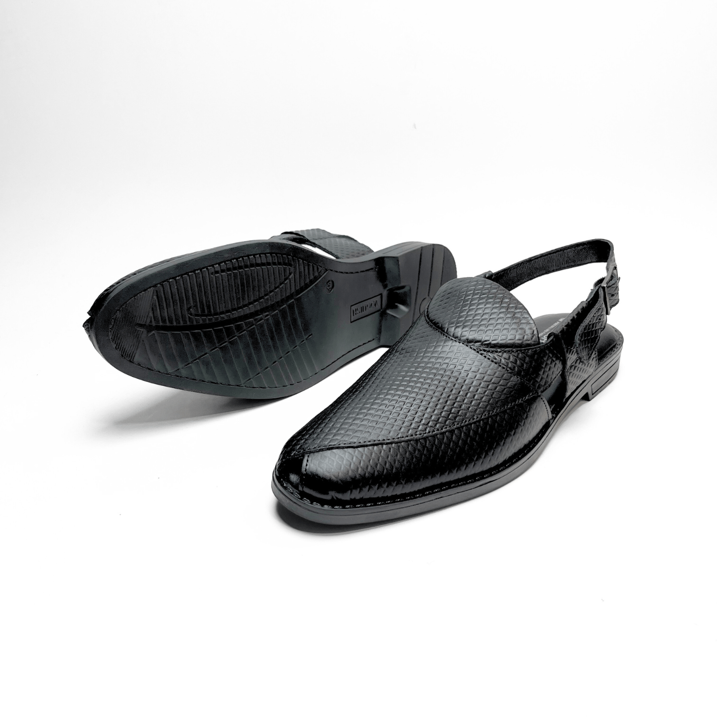 Peshawari in textured genuine leather (Round)(Black)-8