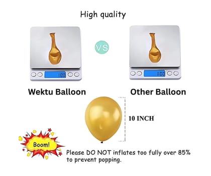 Wektu Party Balloons Round Shape - Gold - 50 PC - Large Size