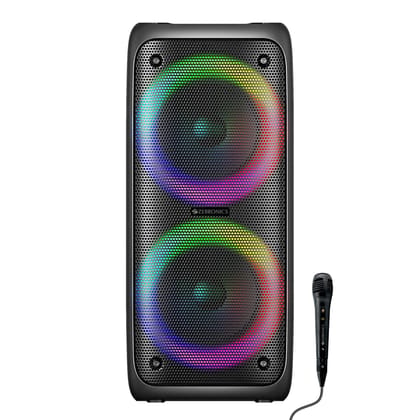 ZEBRONICS Barrel 200 Bluetooth 5.0 Portable Speaker with 40W RMS, TWS, Wired Mic, Karaoke, RGB Lights, Carry Handle and Built-in Rechargeable Battery ZEBRONICS Barrel 200 Bluetooth 5.0 Portable Speaker with 40W RMS, TWS, Wired Mic, Karaoke, RGB Lights, C