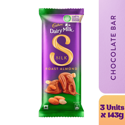 Cadbury Dairy Milk Silk Dairy Milk Silk - Roast Almond Chocolate Bar, 3X143 g Multipack