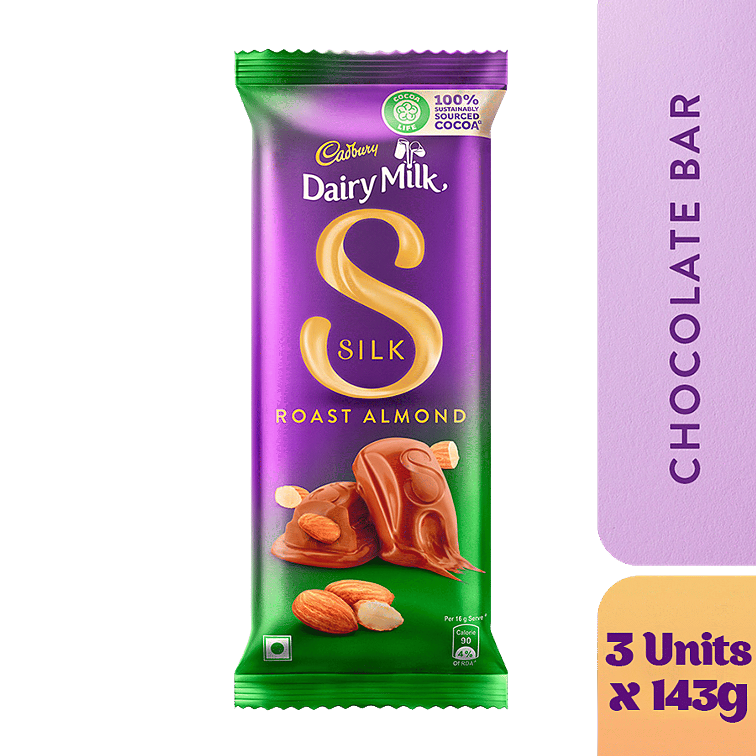 Cadbury Dairy Milk Silk Dairy Milk Silk - Roast Almond Chocolate Bar, 3X143 g Multipack