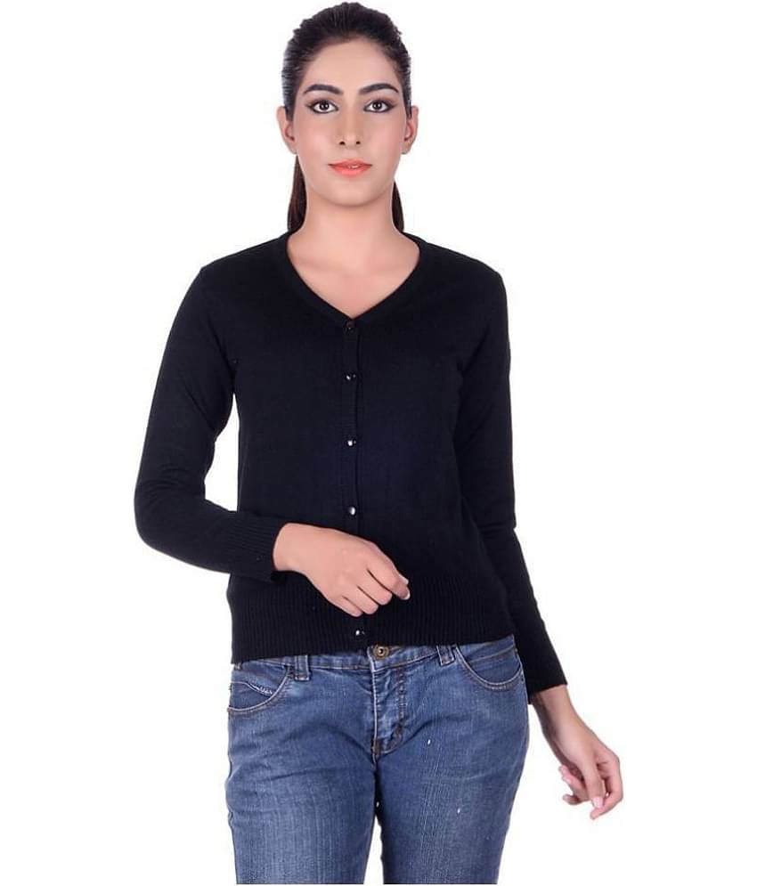 Ogarti Woollen Black Buttoned Cardigans