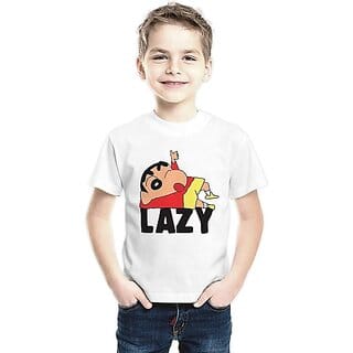Boys Cartoon/Superhero Cotton Blend T Shirt (White, Pack of 1)
