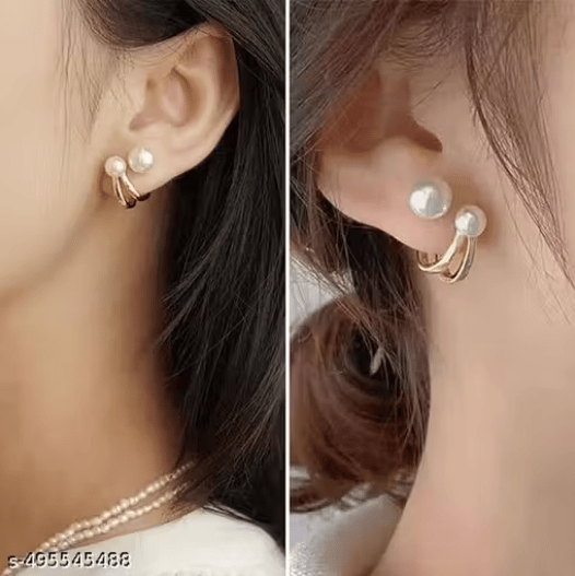 orean Earrings For Womens/Pearl Alloy Stud Earrings/Double Pearl Earrings