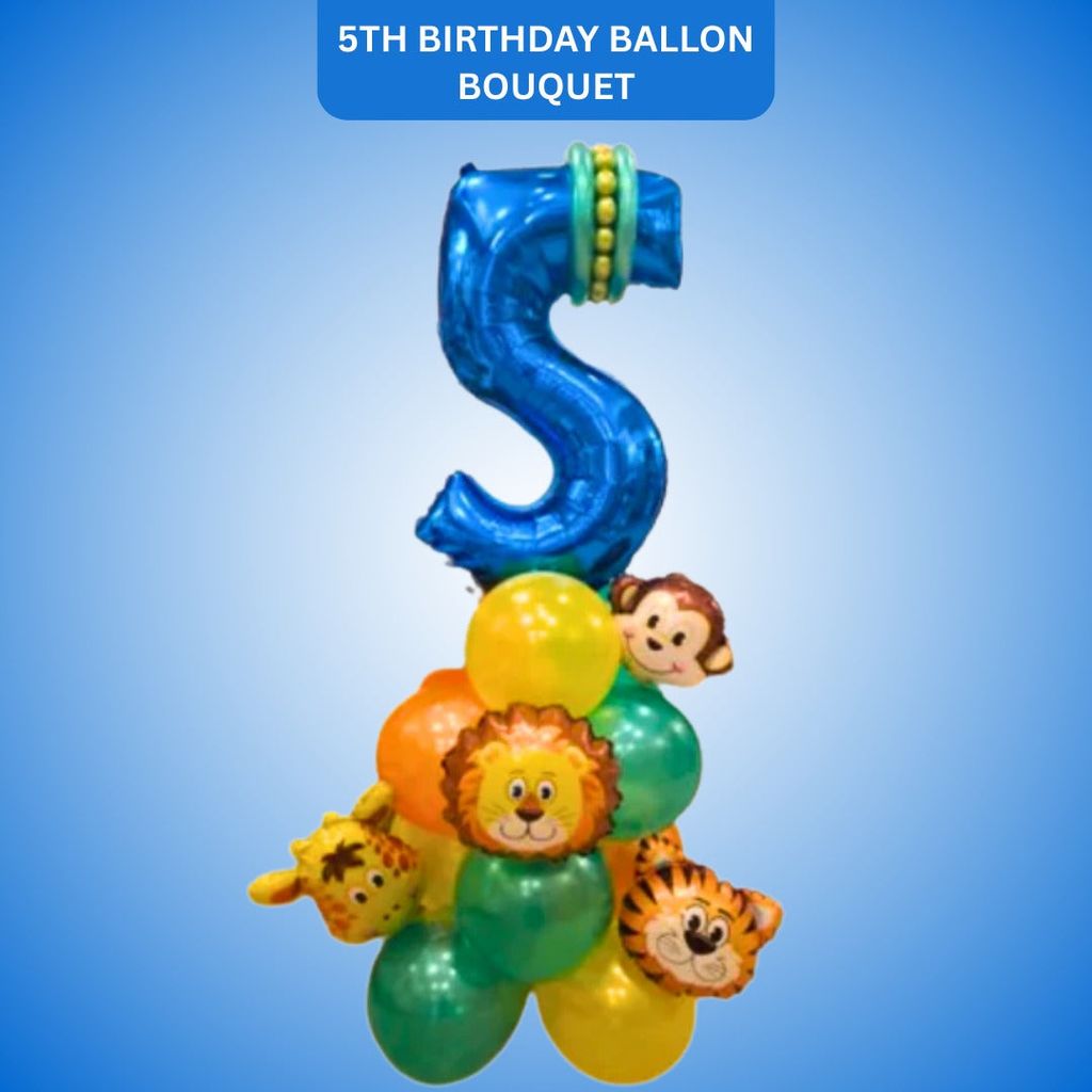 Jungle Theme Happy 5th Birthday Balloon Bouquet Set - Party and Festive Needs | Buy online on ZillyBuy