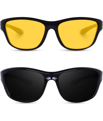 Kanny Devis - Black Wrap Around Sunglasses ( Pack of 2 )