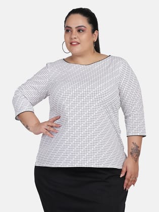 Cotton Stretch Top - Black and White-S
