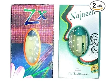 Pure and Non Alcoholic Nazneen and ZX Roll on Perfume Original Long Lasting Attar Combo Each (8ml)(Free From Alcohol)