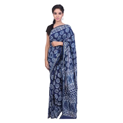 HANDLOOM CHANDERI PRINTED SAREE WITH BLOUSE (SKU1SCZ02191220 SAREE- 43)