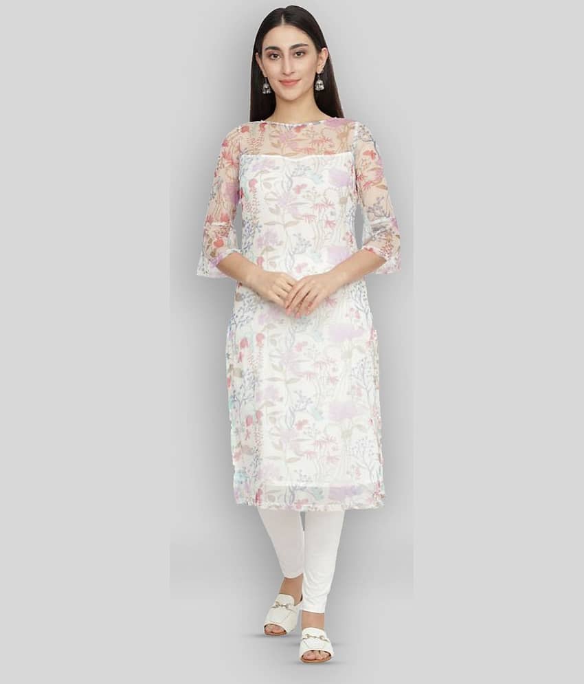 NUEVOSDAMAS - White Polyester Women's Straight Kurti ( Pack of 1 )