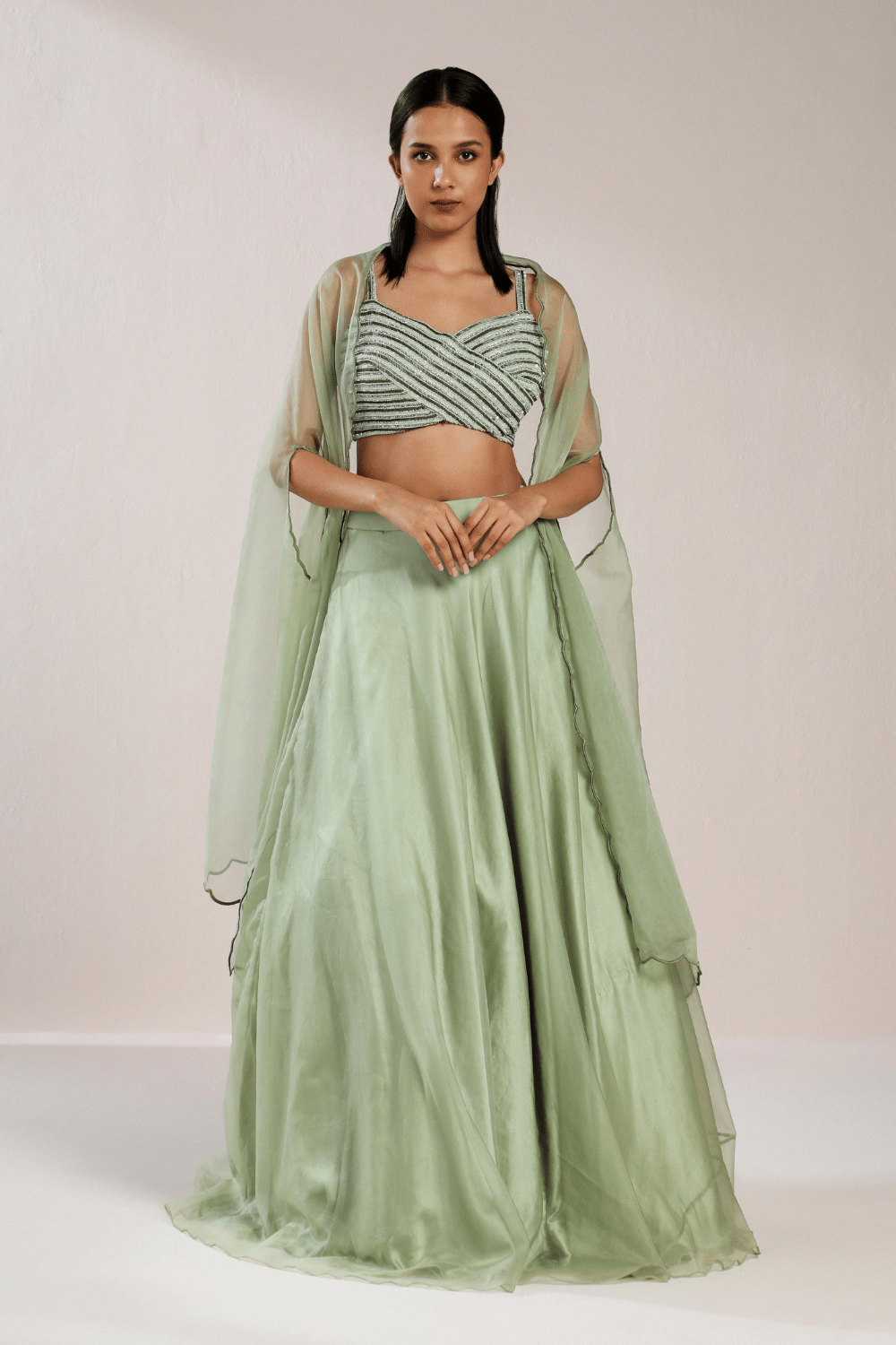 MINT GREEN LEHENGA WITH CAPE-XS