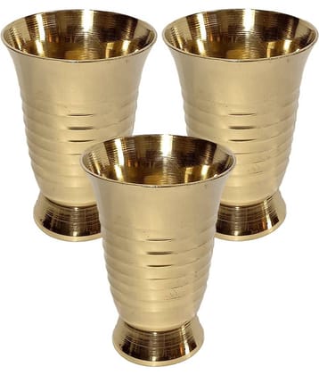 A & H ENTERPRISES - Small Size Glassiya Brass Glasses 100 ml ( Pack of 3 )