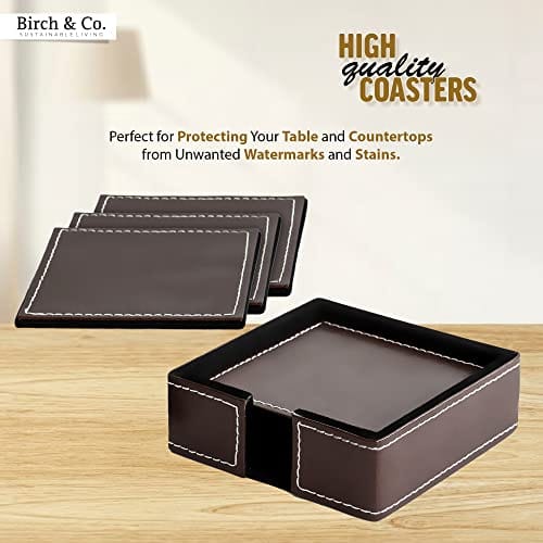 Birch & Co. Coasters - Tea Coaster - Dining Table Decor Accessories - Coster Set for Dining Table for Hot Pots - Coasters for Cups Set of 6 -Durable and Long-Lasting, Premium Finish, Brown