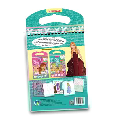 Dreamland Style Studio Fashion Sketch Activity Book 2 for Girls Age 4-8 years– Creative Design Kit with Sticker Sheets, Stencil Sheets, Dressing Paper & Sketch Pages | Fun DIY Activity Book