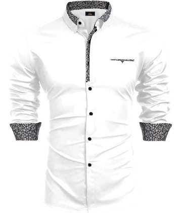 WEBRIC Cotton Blend Regular Fit Printed Full Sleeves Men's Casual Shirt - White ( Pack of 1 )
