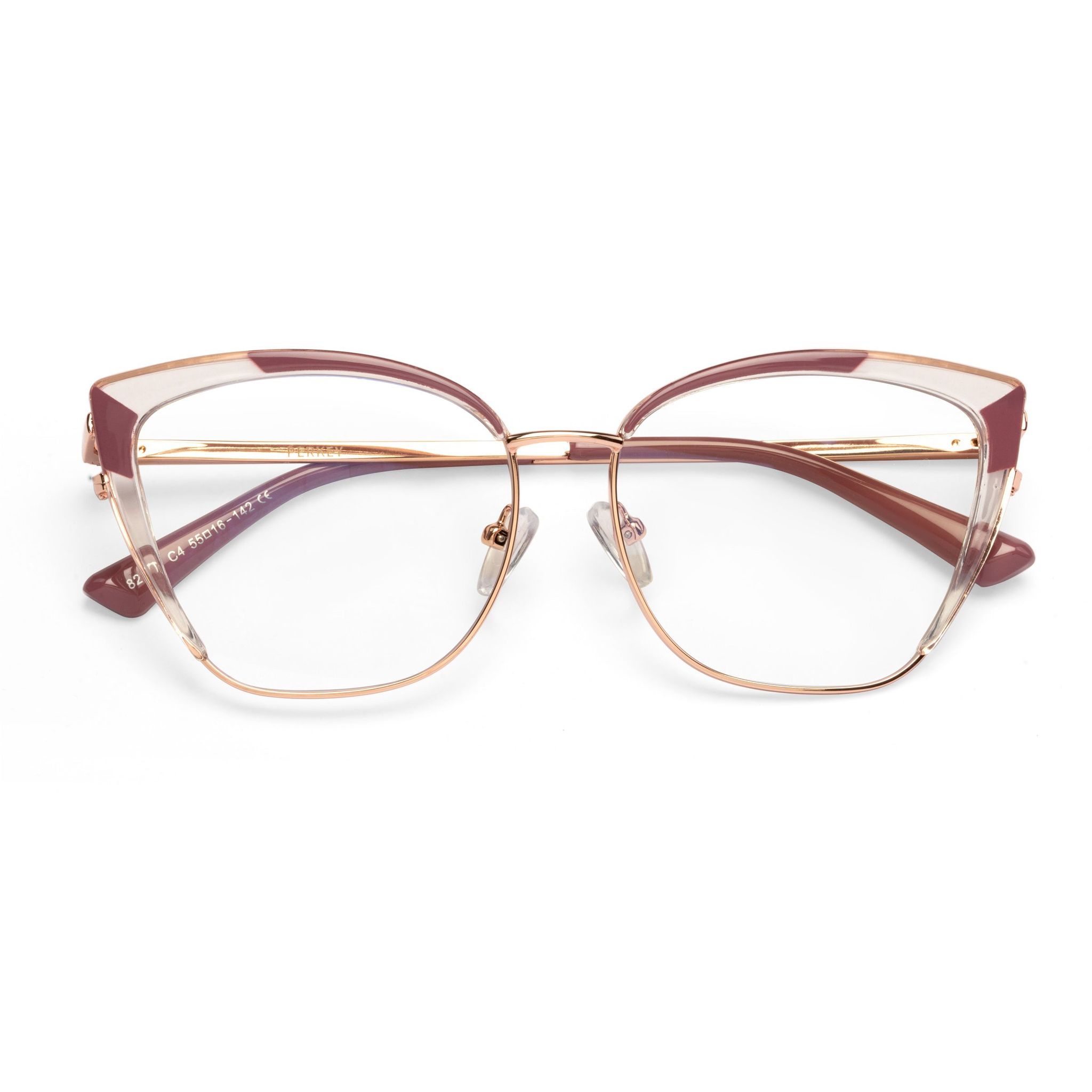 PERKEY Full Rim Cat Eye Blue Light Cut & Antiglare Computer Eyeglasses For Women | Stylish | - OPTL0018-C4-Medium / Pink / Clear