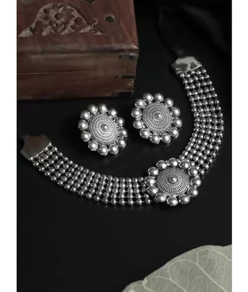 Sunhari Jewels Silver Alloy Necklace Set ( Pack of 1 ) - Silver