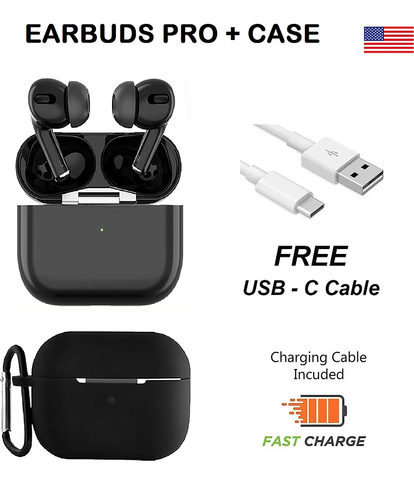 Noise Cancelling Wireless Earbuds with USB-C Fast Charging & Deep Bass (Black)