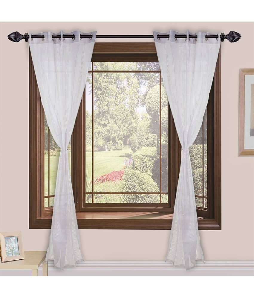 Homefab India Plain Transparent Eyelet Window Curtain 5ft (Pack of 2) - White