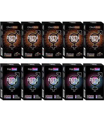 NottyBoy Contoured Ribs Dots Over Time and Chocolate Flavoured Condoms - 100 Units