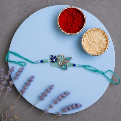 Peacock Feather Designer Resin Rakhi