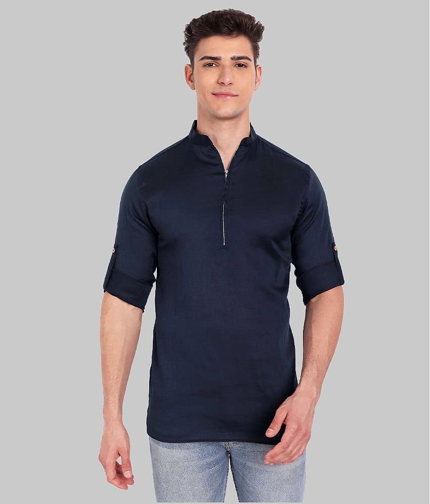 Vida Loca - Navy Linen Slim Fit Men's Casual Shirt ( Pack of 1 )