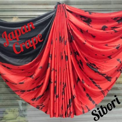 Red Colored Japan Crepe Silk Saree with Blouse - 5006