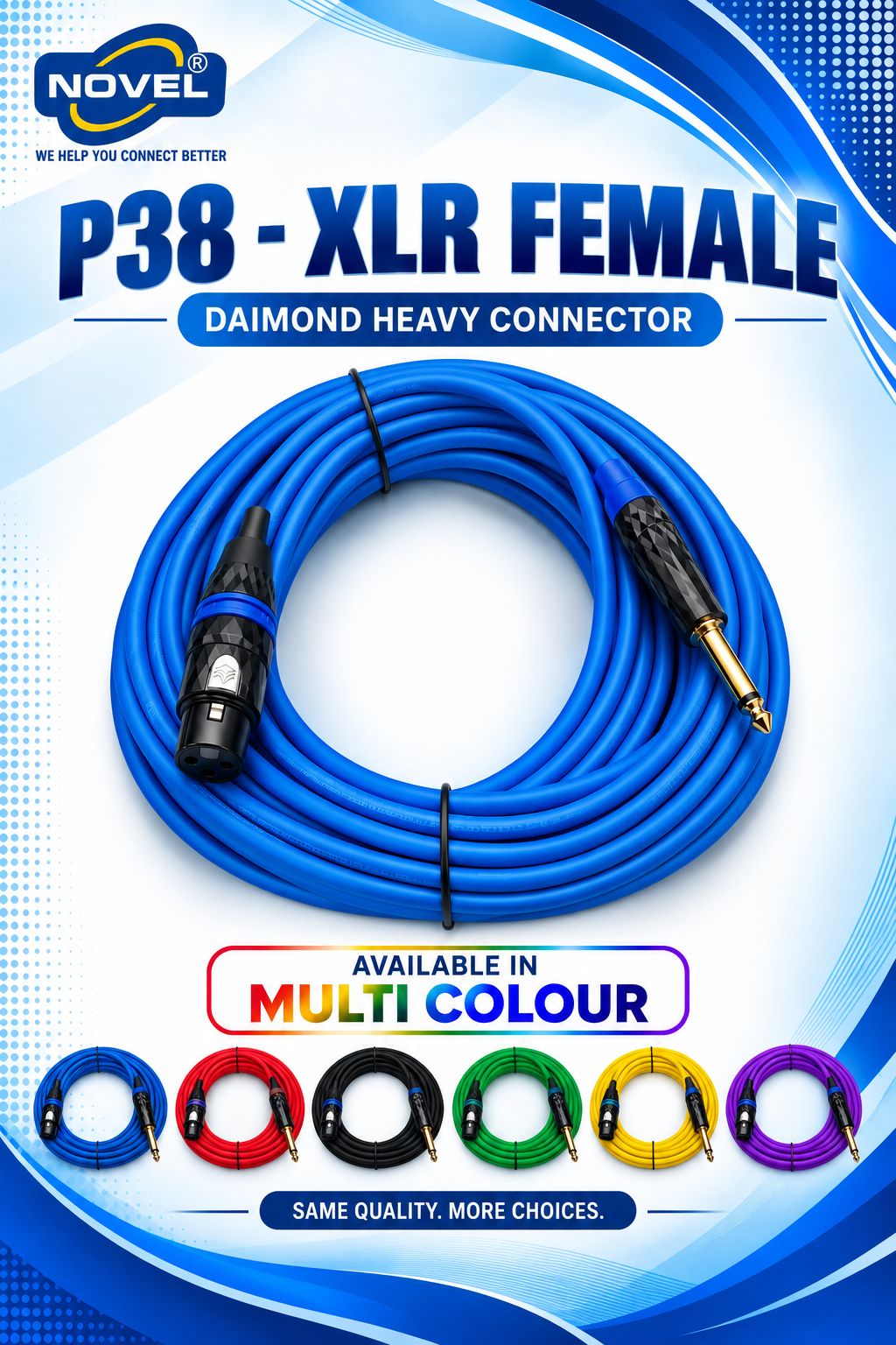 NOVEL P38 - XLR MALE DIAMOND CONNECTOR HEAVY CABLE 5 YARD