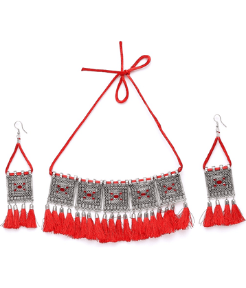PUJVI - Red Alloy Necklace Set ( Pack of 1 )