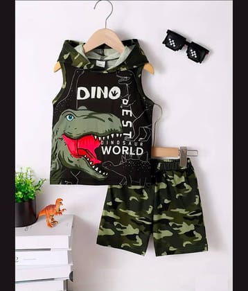 CUTEVIBE Pack of 1 Unisex Cotton Blend T-Shirt & Shorts Set ( Black )