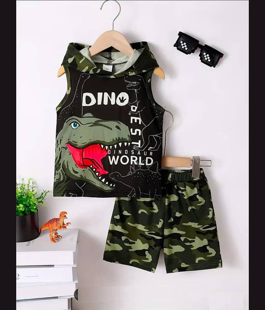 CUTEVIBE Pack of 1 Unisex Cotton Blend T-Shirt & Shorts Set ( Black )