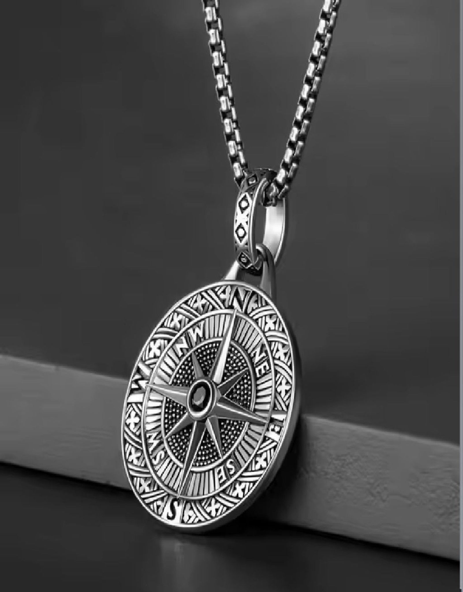 Compass God Pendant-Oxidized