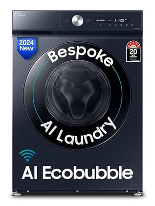 Samsung 12 kg, 5 Star, AI Ecobubble, Super Speed, Wi-Fi, Hygiene Steam with Inbuilt Heater, Digital Inverter, Fully-Automatic Front Load Washing Machine (WW12DB8B54GSTL, Navy)