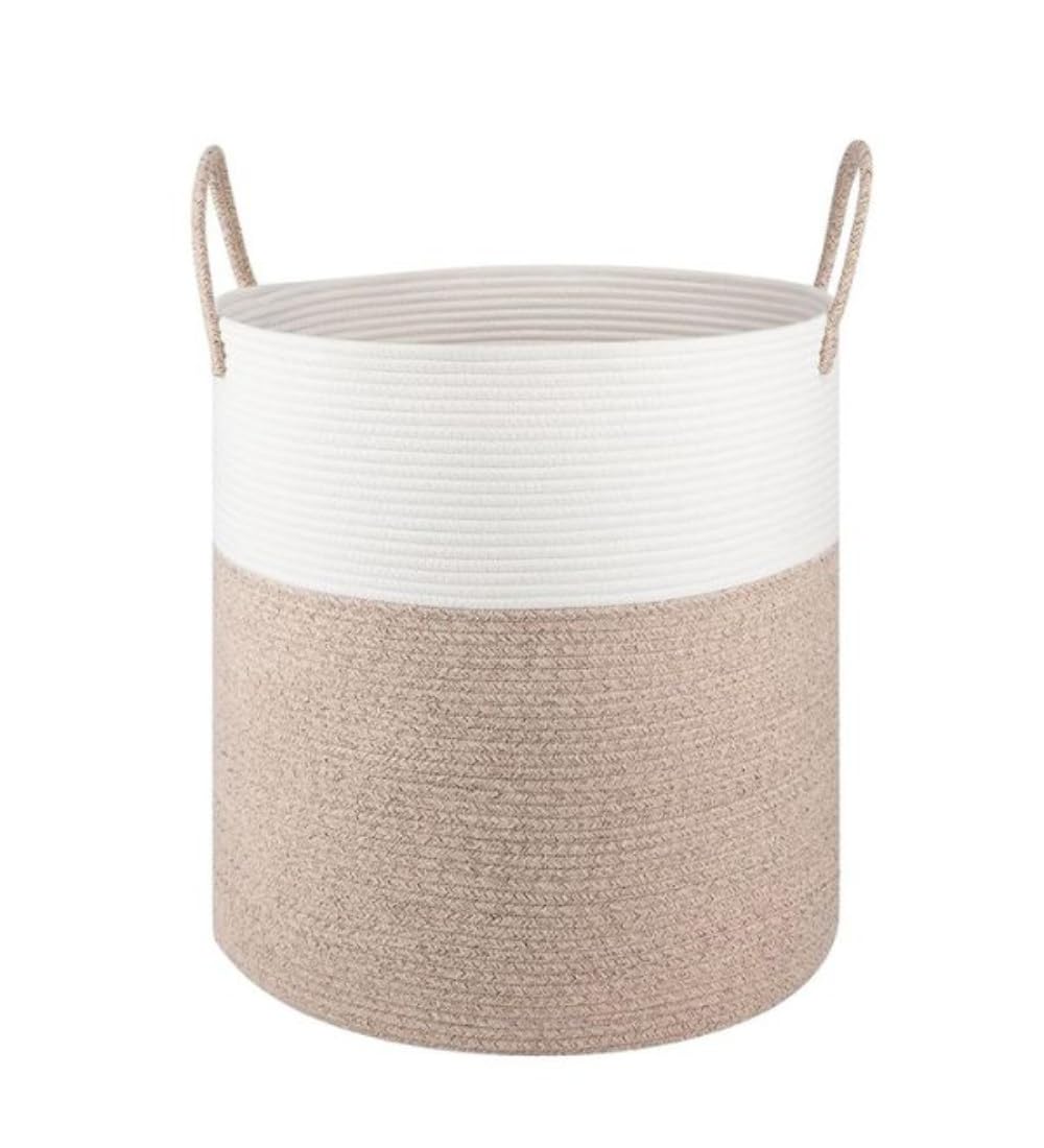 Generic Cotton 12x14 Inch-Kidi-Handle Storage Basket For Clothes With Out Lid (Kidi-White)-PID66353