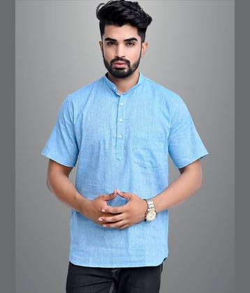 QuaClo - Sky Blue Cotton Men's Regular Kurta ( Pack of 1 )