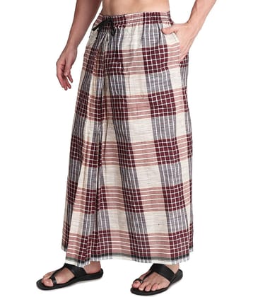 GOWRI TEX Elastic Green Cotton Blend Men's Lungi Dual Pocket ( Pack of 1 )
