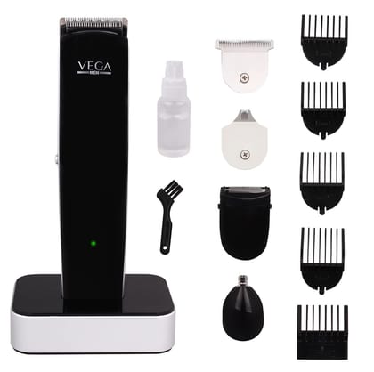 VEGA Men 5 in 1 Beard Grooming Set with Trimmer & 5 Detachable Heads, (VHTH-04), Black
