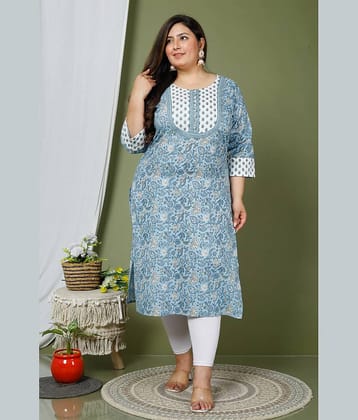 Swasti - Blue Cotton Women's Straight Kurti ( Pack of 1 )