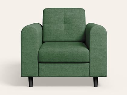 Orbit 1 Seater Fabric Sofa (1-Year Warranty, Solid Wood, Green)