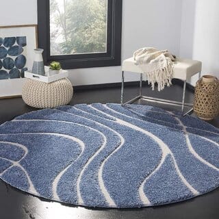 GALLERY HOME Silky Smooth Anti-Skid Shaggy Round Carpet with 2 inch Thickness (5 x 5 Round, Sky Blue )