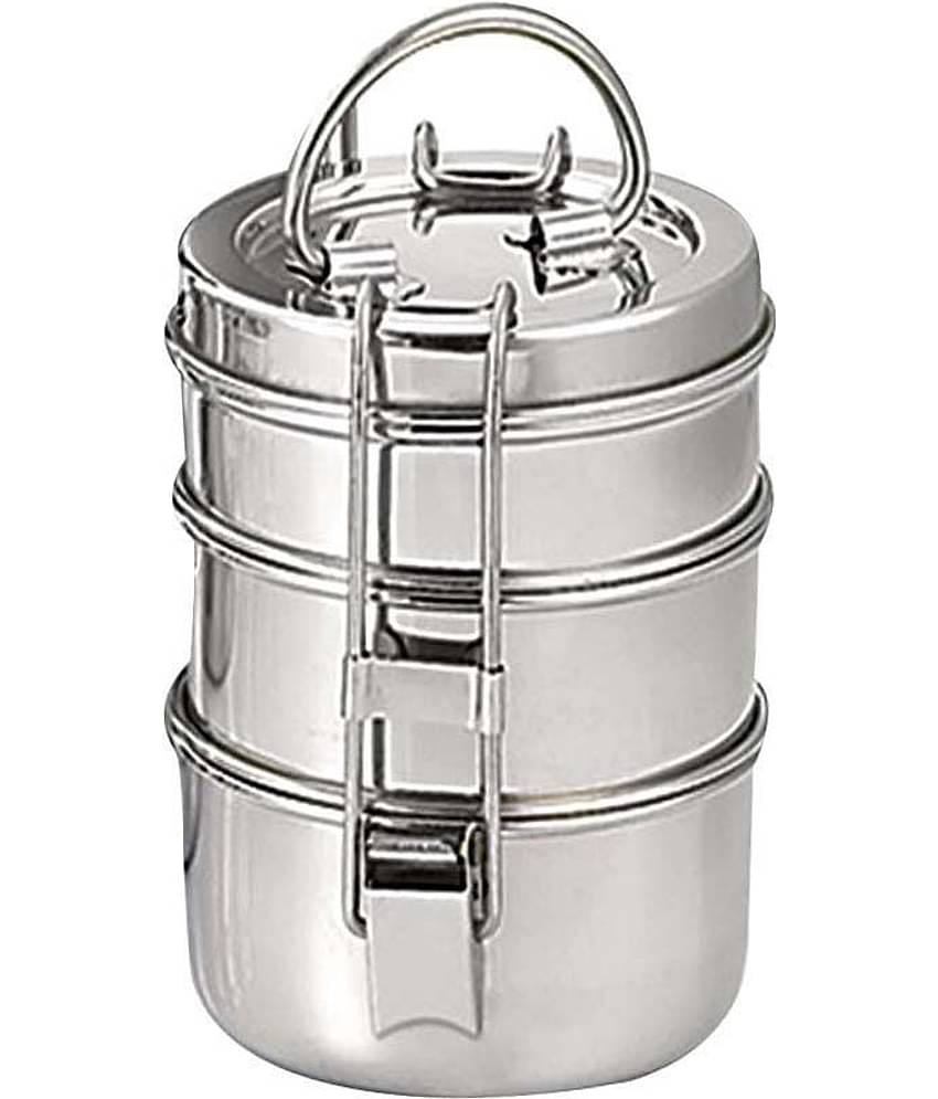 Neelam Clip Carrier 8x3 Steel Lunch Box 3 Container (Pack of 1)