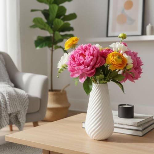 Home Décor Plastic Decorative Flower Vase for Home Office Decor Flower Pot for Living Room Pack of 1 (Note-Flowers