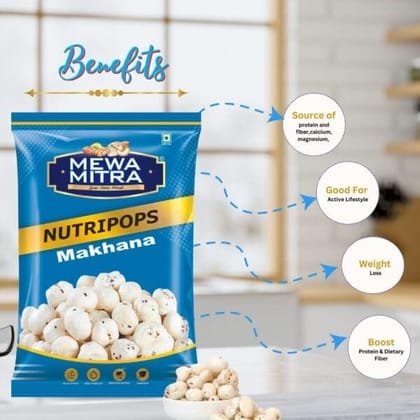 Mewa Mitra Nutripops Phool Makhana (Makhana) | Premium Plain Makhana| Fox Nut (250 g)