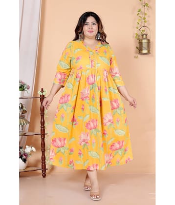 Avnii Women Cotton Printed Gown ( Yellow )