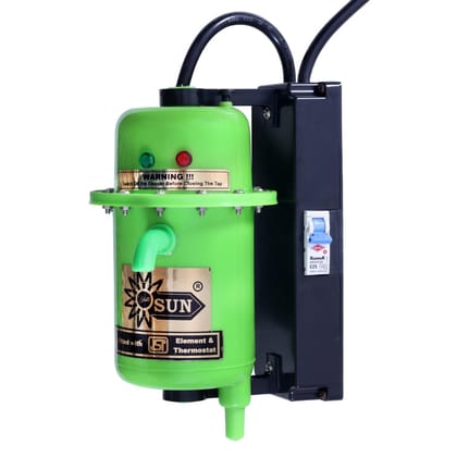 Yalli Sun VX Model Instant Water Heater 1L | Premium Class ABS Plastic| Auto Cut Off and Manual Reset| 1 year Warranty| Water Geyser| Shock Proof for Home, Kitchen, Bathroom, Office | Green Yalli Sun VX Model Instant Water Heater 1L | Premium Class ABS P